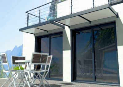 Auvent pour porte d'entrée aluminium gris anthracite Alumin'home Columbia 2,82 X 0.90 m