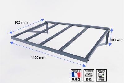Auvent pour porte d'entrée aluminium gris anthracite Alumin'home Dakota 1,40 X 0.90 m