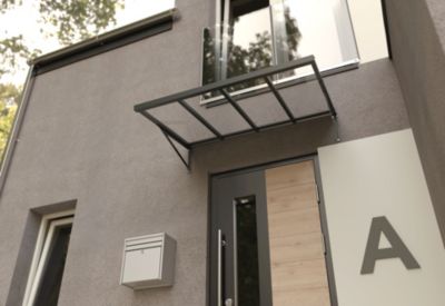 Auvent pour porte d'entrée aluminium gris anthracite Alumin'home Dakota 1,40 X 0.90 m