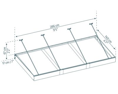 Auvent Sophia XL 140 x 286 cm Grise - Translucide en Acrylique et aluminium