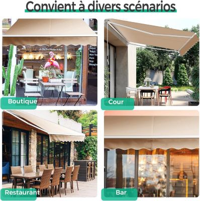 YINGMSHOP Auvent manuel rétractable avec LED 200 cm Blanc et orange