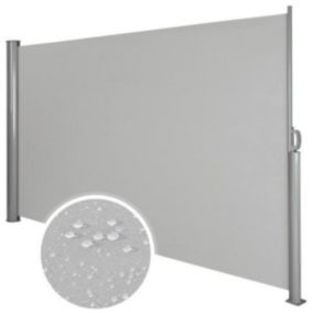 Auvent store latéral brise-vue abri soleil aluminium gris Helloshop26