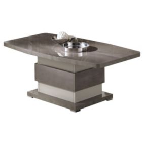 AUXANE - Table Basse Gris Acier Metallisé et Gris Perle Mat