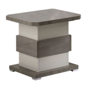 AUXANE - Table d'Appoint Gris Acier Metallisé et Gris Perle Mat