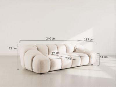 Ava - canapé 3 places en velours texturé - Lisa Design