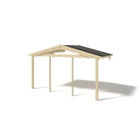 Avant-toit en bois 4x2m pour le chalet de jardin 4m, couleur naturel - DOM617