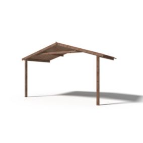 Avant-toit en bois 4x2m pour le chalet de jardin 4m, traité, marron - DOM78