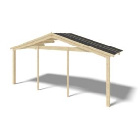 Avant-toit en bois 6x2m pour le chalet de jardin 6m, couleur naturel - DOM553