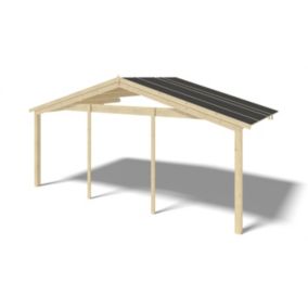 Avant-toit en bois 6x3m pour le chalet de jardin 6m, couleur naturel - DOM556