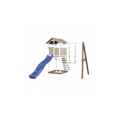 AXI Beach Tower avec Balancoire Simple Marron Blanc Bleu Toboggan