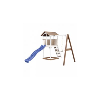 AXI Beach Tower avec Balancoire Simple Marron Blanc Bleu Toboggan
