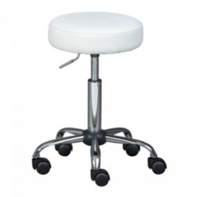 AZURE - Tabouret Pivotant sur Roulettes Simili Blanc