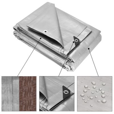 Bâche 4x7m 210g/m2 épaisseur feuille de protection gris