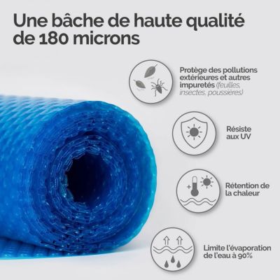 Bâche à bulles rectangle 2m x 3m pour piscine - 180 Microns - Bleu - Linxor