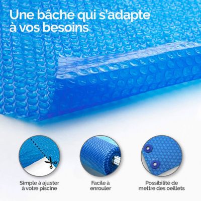 Bâche à bulles rectangle 2m x 3m pour piscine - 180 Microns - Bleu - Linxor