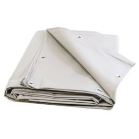 Bâche de Chantier 2x3 m Blanche - Garantie 10 ans TECPLAST - XP640CH - Bâche de protection étanche pour Travaux - Made in France
