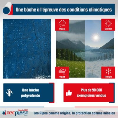 Bâche de Chantier 3x5 m XP640CH Verte - Garantie 10 ans - Bâche de