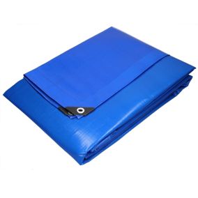 Bâche de couverture étanche protection en PE avec oeillets 4x6 m 260 g/m² bleu