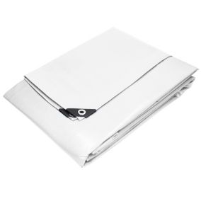 Bâche de couverture étanche protection en PE avec oeillets 8x12m 180 g/m² blanc