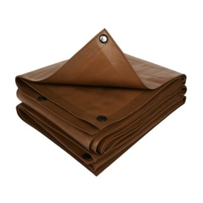 Bâche de jardin 3 x 5 m, marron 140 g/ m2, polyéthylène, étanche, anti UV, ourlets et œillets