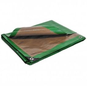 Bâche de jardin 3 x 5 m Verte et Marron Traitée Anti UV Polyéthylène 250g/m² KZ GARDEN