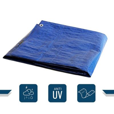 Bâche de Protection 10x15 m - TECPLAST - SR150MU - Bleue et Verte - Haute Qualité - Bâche d'extérieur imperméable avec oeillets