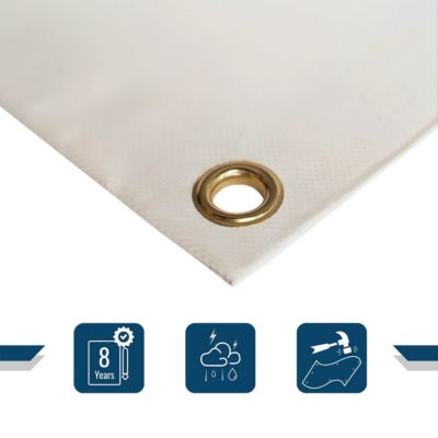 Bâche de Protection 3x3 m Blanc Crème - Garantie 8 ans TECPLAST - LP640MU - Bâche PVC étanche - Résistance Anti-UV