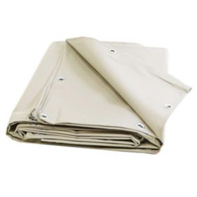 Bâche de Protection 4,1x3,1m Ivoire - Garantie 10 ans TECPLAST - XP640MU - Bâche PVC étanche - Résistance Anti-UV - Made in France