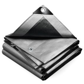 Bâche de Protection en Polyéthylène resistant et impermeable 240g/m² gris et noir 1.5x6m VOUNOT