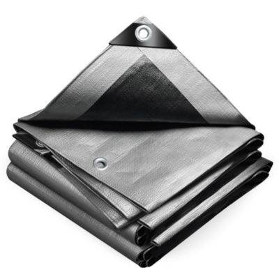 Bâche de Protection en Polyéthylène resistant et impermeable 240g/m² gris et noir 2x3m VOUNOT