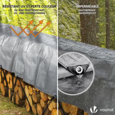 Bâche de Protection en Polyéthylène resistant et impermeable 240g/m² gris et noir 2x3m VOUNOT