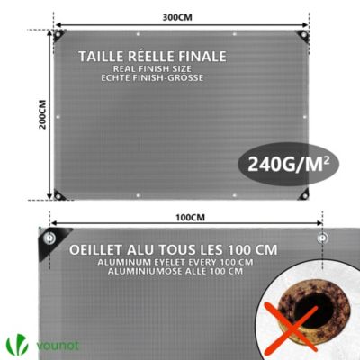 Bâche de Protection en Polyéthylène resistant et impermeable 240g/m² gris et noir 2x3m VOUNOT