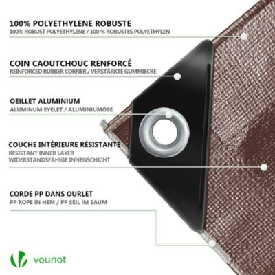 Bâche de Protection en Polyéthylène resistant et impermeable 240g/m² marron 4x8m VOUNOT