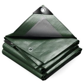 Bâche de Protection en Polyéthylène resistant et impermeable 240g/m² vert et argent 3x5m VOUNOT
