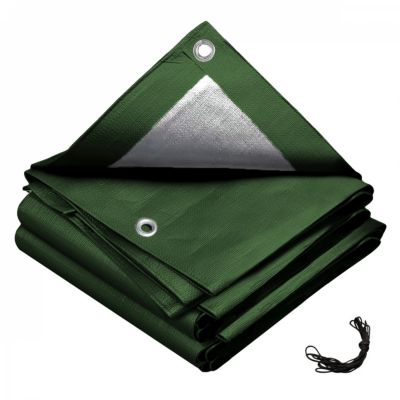 Bâche de protection extérieure universelle réversible avec œillets - 150g - 3 X 6 - Gris et vert - Linxor