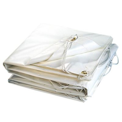Bâche de protection PVC blanche 2x3m avec oeillets et cordelettes - pour couvrir mur, toiture, remorque...