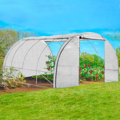Bâche De Rechange Pour Serre 12m² - Blanche 130 Gr/m² - 4 Fenêtres Avec Moustiquaire