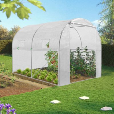 Bâche de rechange 130 gr/m² pour serre tunnel 6m² blanche 4 saisons ROMA