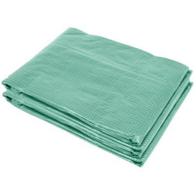 Bâche de rechange serre tunnel 6 m², bâche dim. 3L x 2l x 2H m PE anti-UV imperméable 6 fenêtres + porte enroulable zippée vert