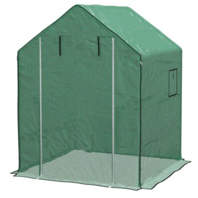 Bâche de remplacement serre de jardin 140 x 143 x 190 cm - 2 fenêtres, porte zippée enroulable - PE anti-UV imperméable