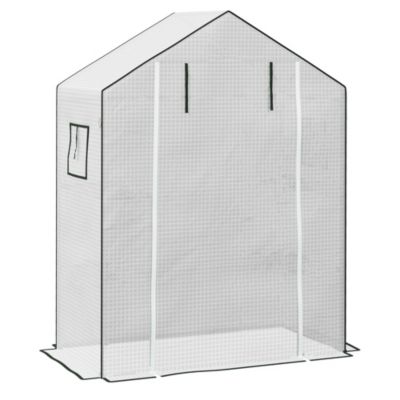 Bâche de remplacement serre de jardin 140 x 73 x 190 cm - 2 fenêtres, porte zippée enroulable - PE anti-UV imperméable