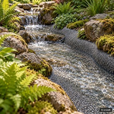 Bâche gravillonnée 10 m x 0,4 m de large pour les bordures de bassin, gris Aquagart