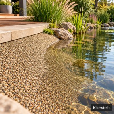 Bâche gravillonnée 10 m x 0,4 m de large pour les bordures de bassin, sable Aquagart