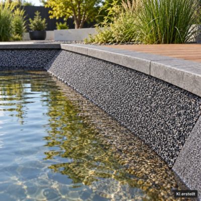 Bâche gravillonnée 12 m x 0,4 m de large pour les bordures de bassin, gris Aquagart