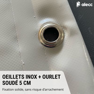 Bâche haute remorque Lider Cadix 39310 réhaussé 50 cm - 212 x 139 x 60 cm - PVC 640g/m² étanche - Gris - Fabrication française