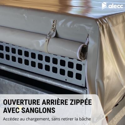 Bâche haute remorque Lider Florence 44330 réhaussé 50 cm - 240 x 139 x 60 cm - PVC 640g/m² étanche - Gris - Fabrication française