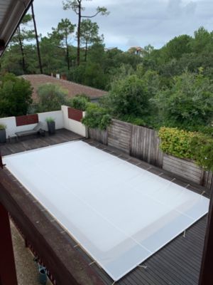 Bâche Hivernage Filet Blanc 350 g/m² Traitée Anti-UV 8,60 x 4,60 m pour Piscine Max. 8 x 4 m - Fabrication Française Direct Usine