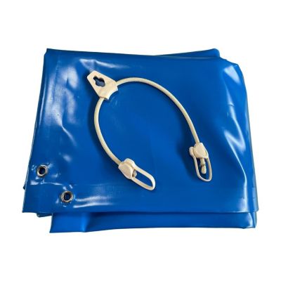 Bâche hivernage piscine 6,6 x 3,7 m - Dimensions bâche : 7,3 x 4,4 m - Toile PVC 640 g/m² Bleu - Couverture hiver