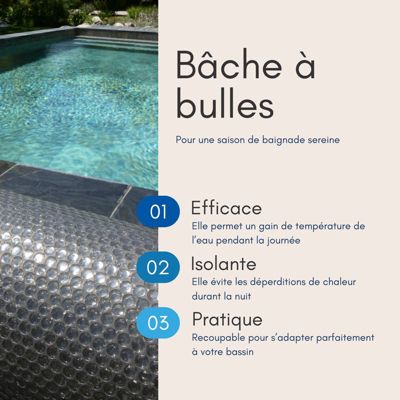 Bâche Solaire Piscine Gris Silver - Rectangle - 8 X 4 M - 350 Microns - Œillets Offerts - Recoupable