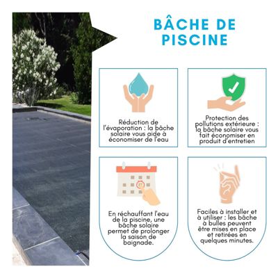 Bâche Solaire Piscine Gris Silver - Rectangle - 8 X 4 M - 350 Microns - Œillets Offerts - Recoupable